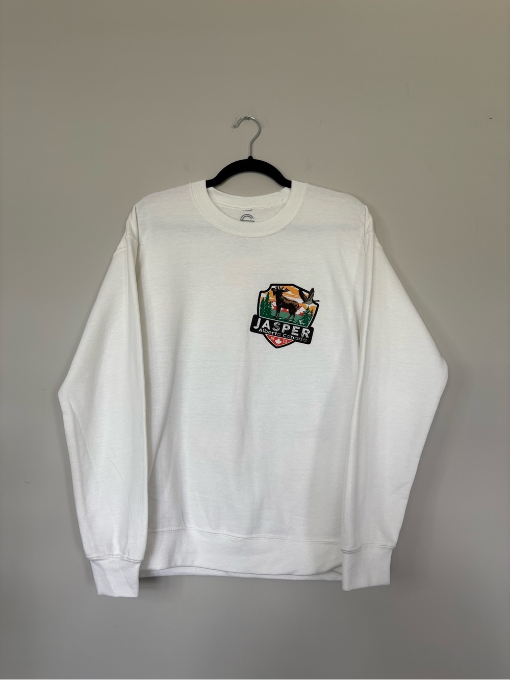 Women’s White Jasper Alberta Canada Crewneck Size S Sweatshirt Cozy Pullover